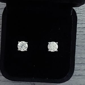 1 Carat Moissanite 925 Silver Sterling Stud Earrings